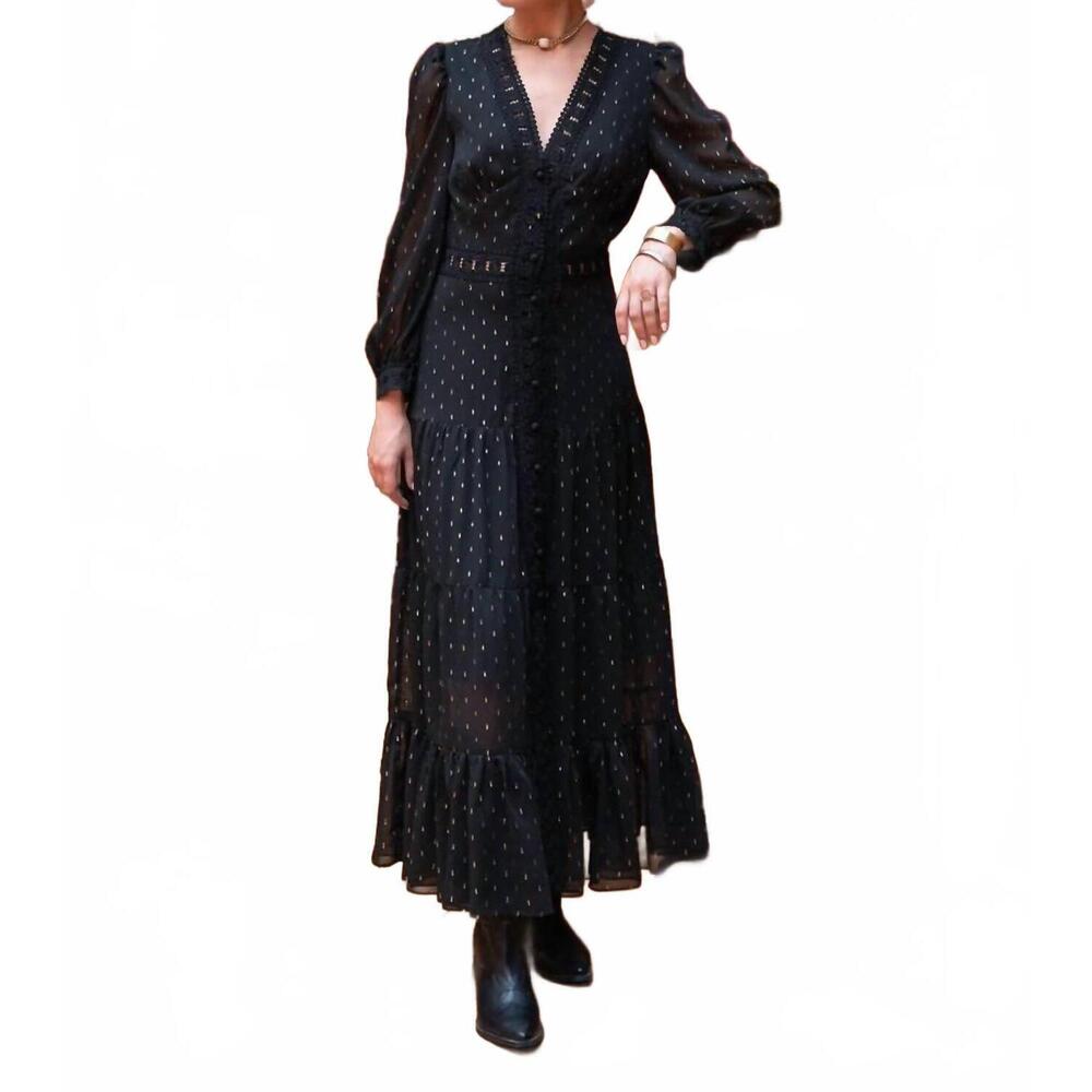 NEW CHOKLATE PARIS avril maxi dress in black gold